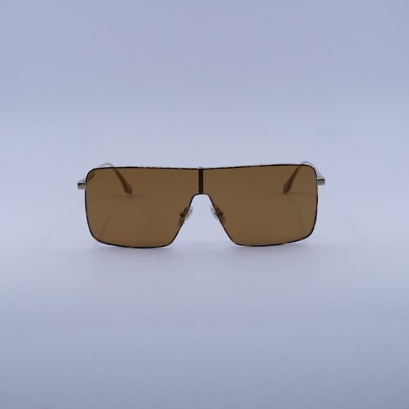 Victoria Beckham VB238S 723 Sunglasses Gold Shield Frame, Caramel Lenses - Picture 3 of 10